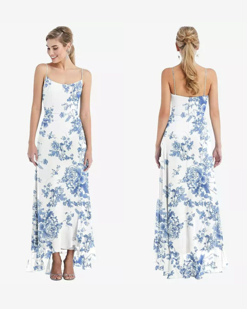 Blue Floral Bridesmaid Dresses