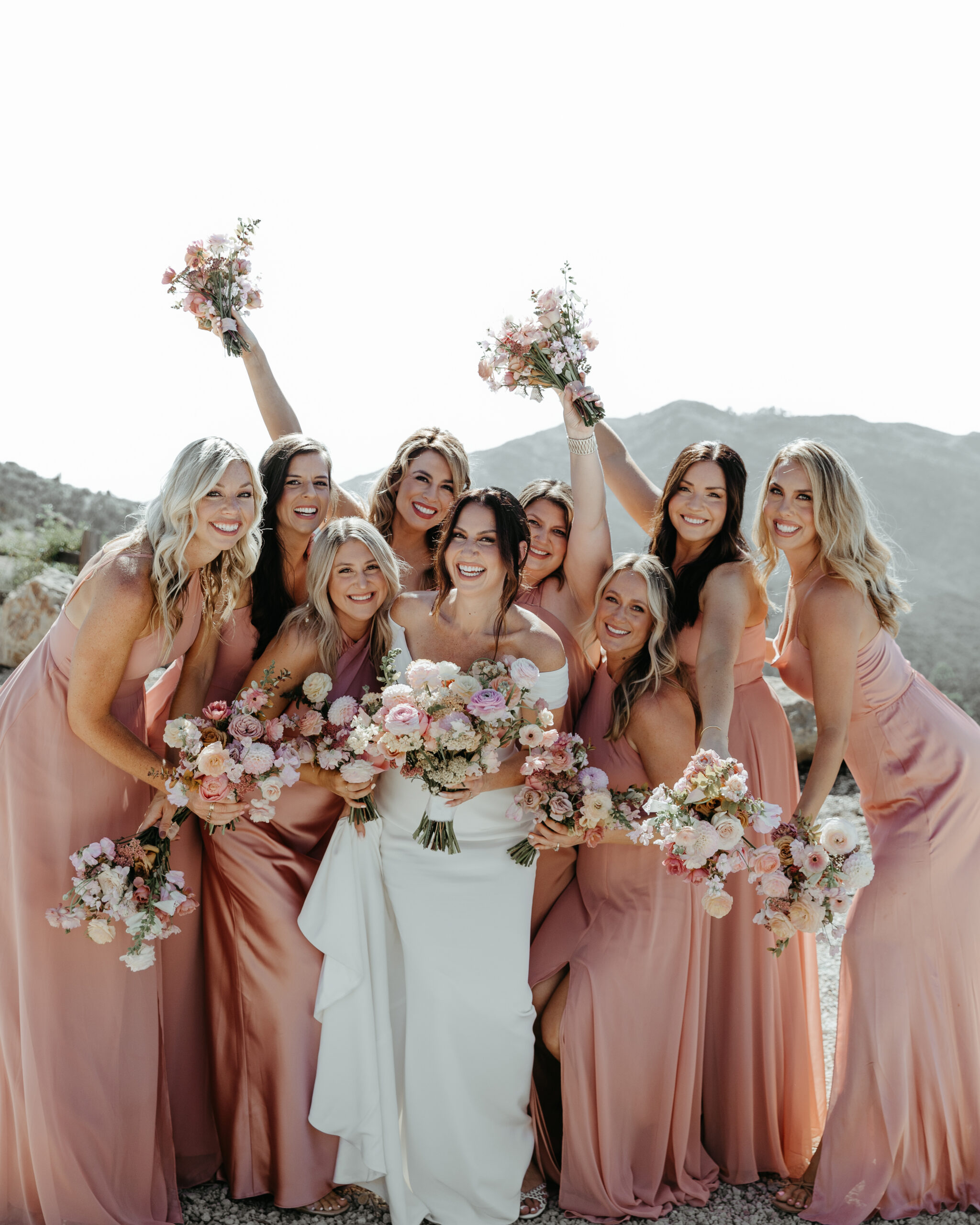 Mix and Match Pink Bridesmaid Dresses