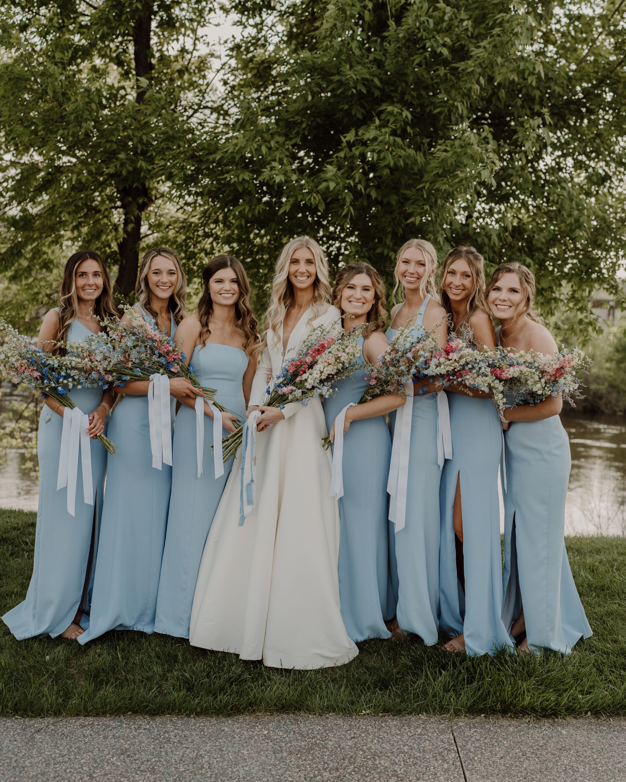 Mismatched Bridesmaid Dresses in Most the Perfect Shade of Blue