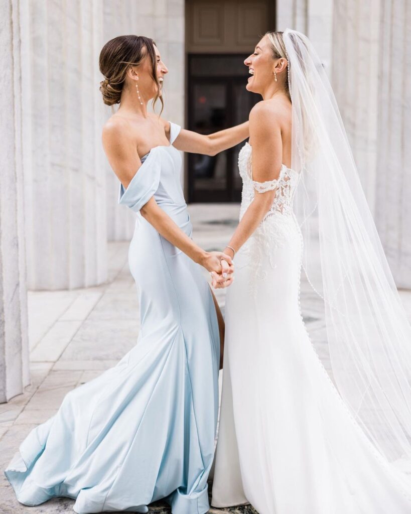 Elegant Mismatched Light Blue Bridesmaid Dresses