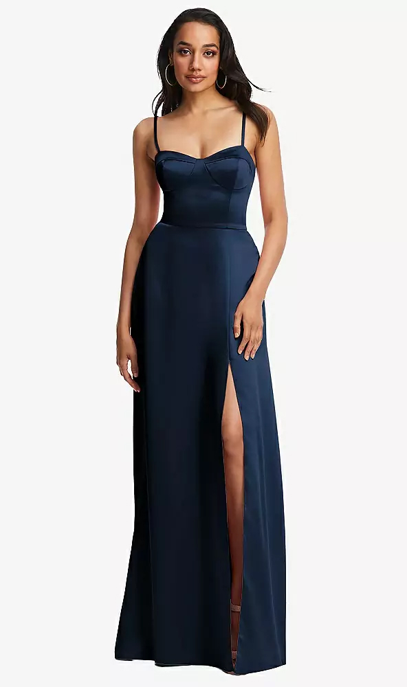 Bustier A-Line Maxi Dress With Adjustable Spaghetti Straps