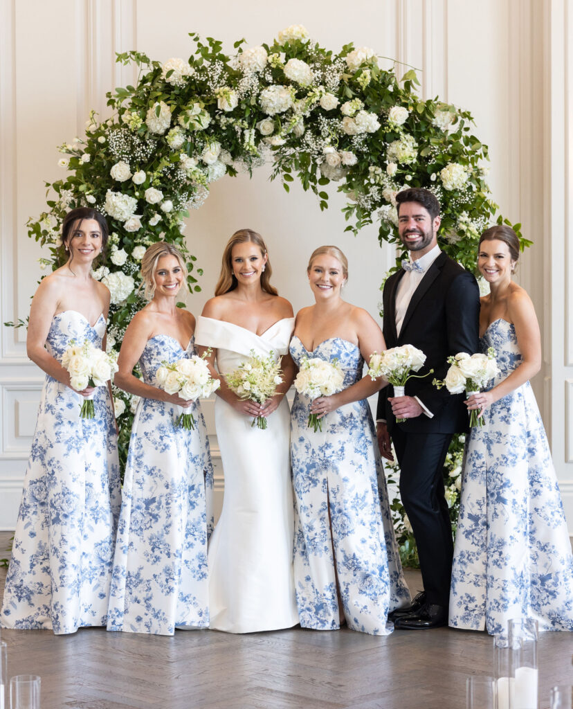 Blue floral bridesmaid dresses