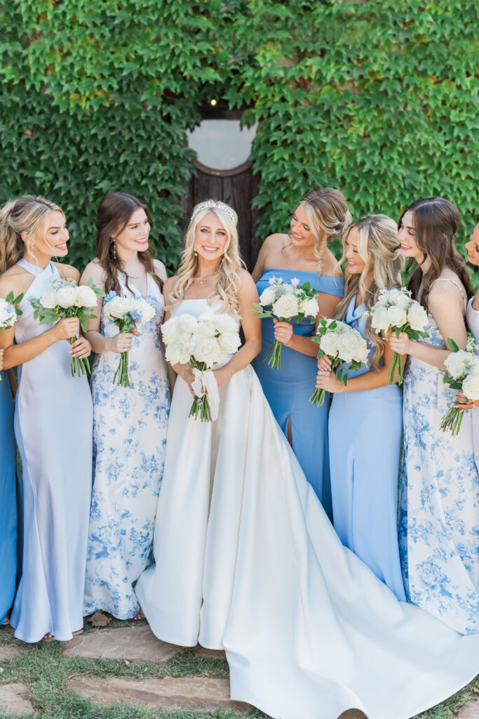 Blue Floral Mix and Match Bridesmaids
