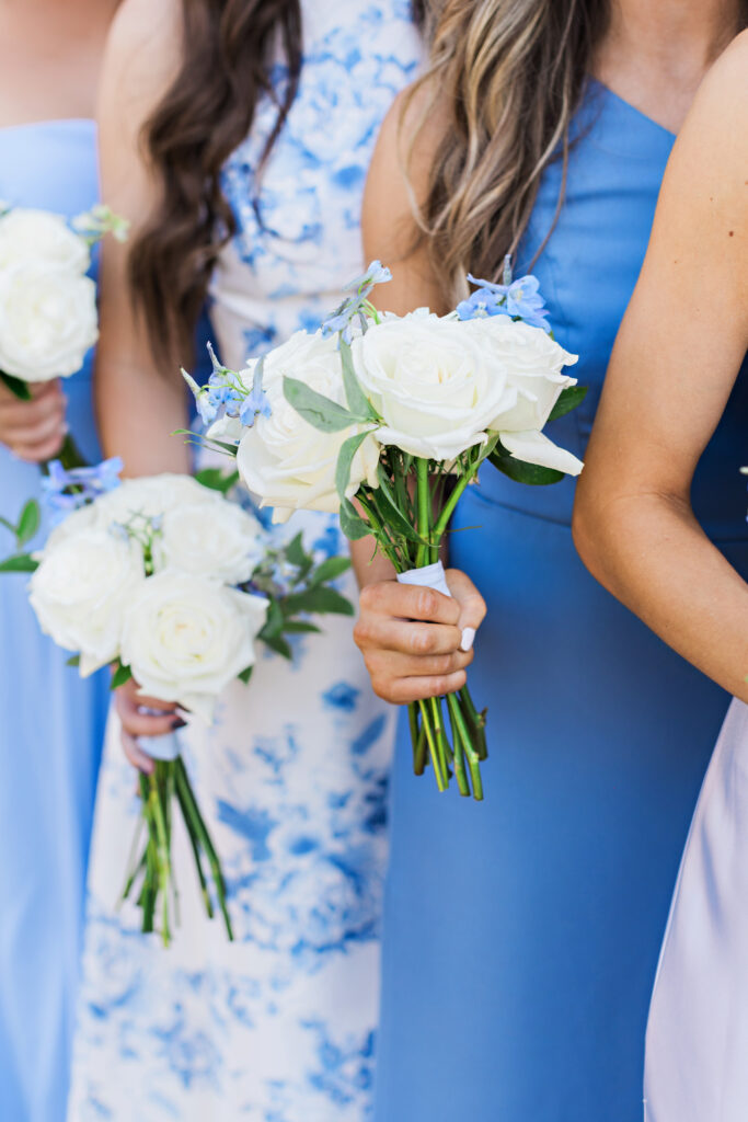 Blue Floral Mismatched Bridesmaid Look